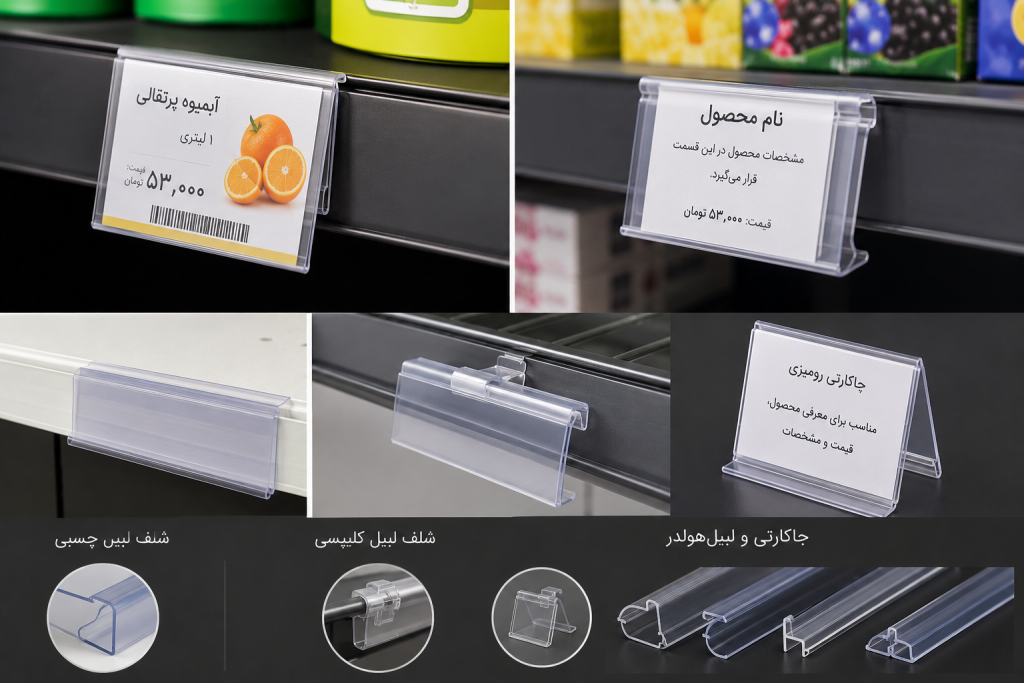 شلف لیبل و جاکارتی قفسه فروشگاهی